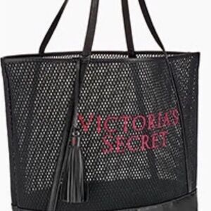 Victoria's Secret Black and Pink Mesh Tote